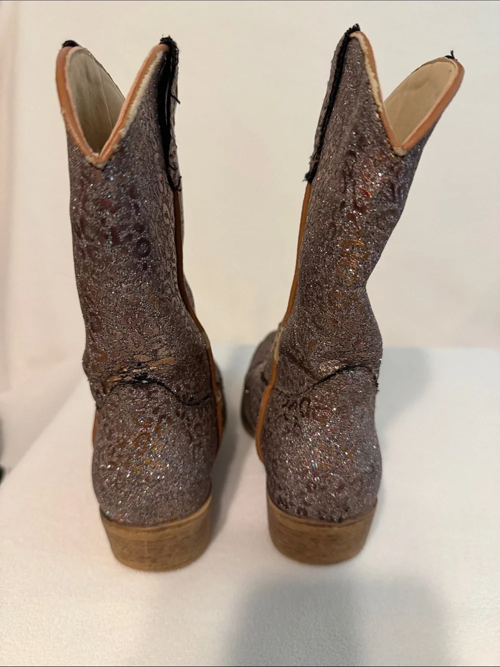 Justin Boots Girls Brown Glitter Western Boots